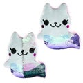 16" Plush Flip Sequin Mermaid Cat Pillow